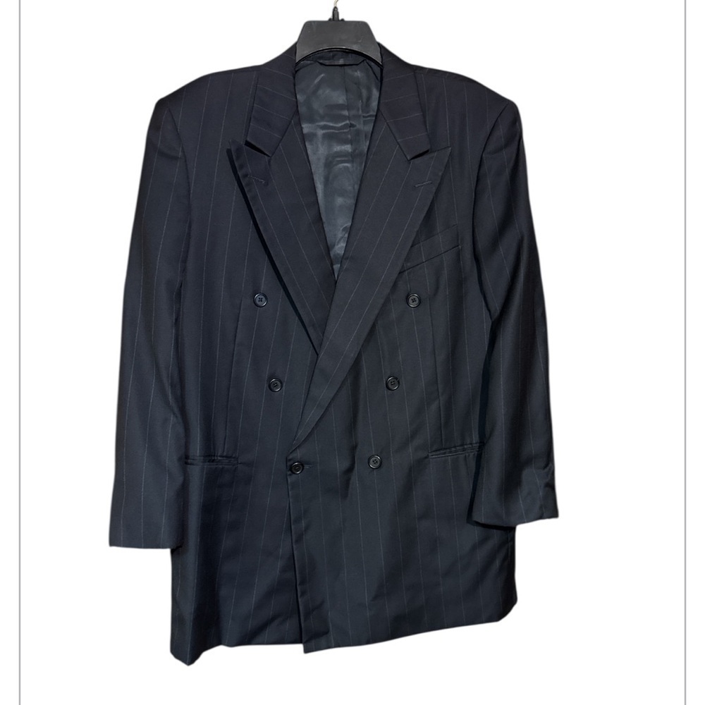 Hickey Freeman Super 100's Double-Breasted Wool Pinstripe Blazer - Size 39R
